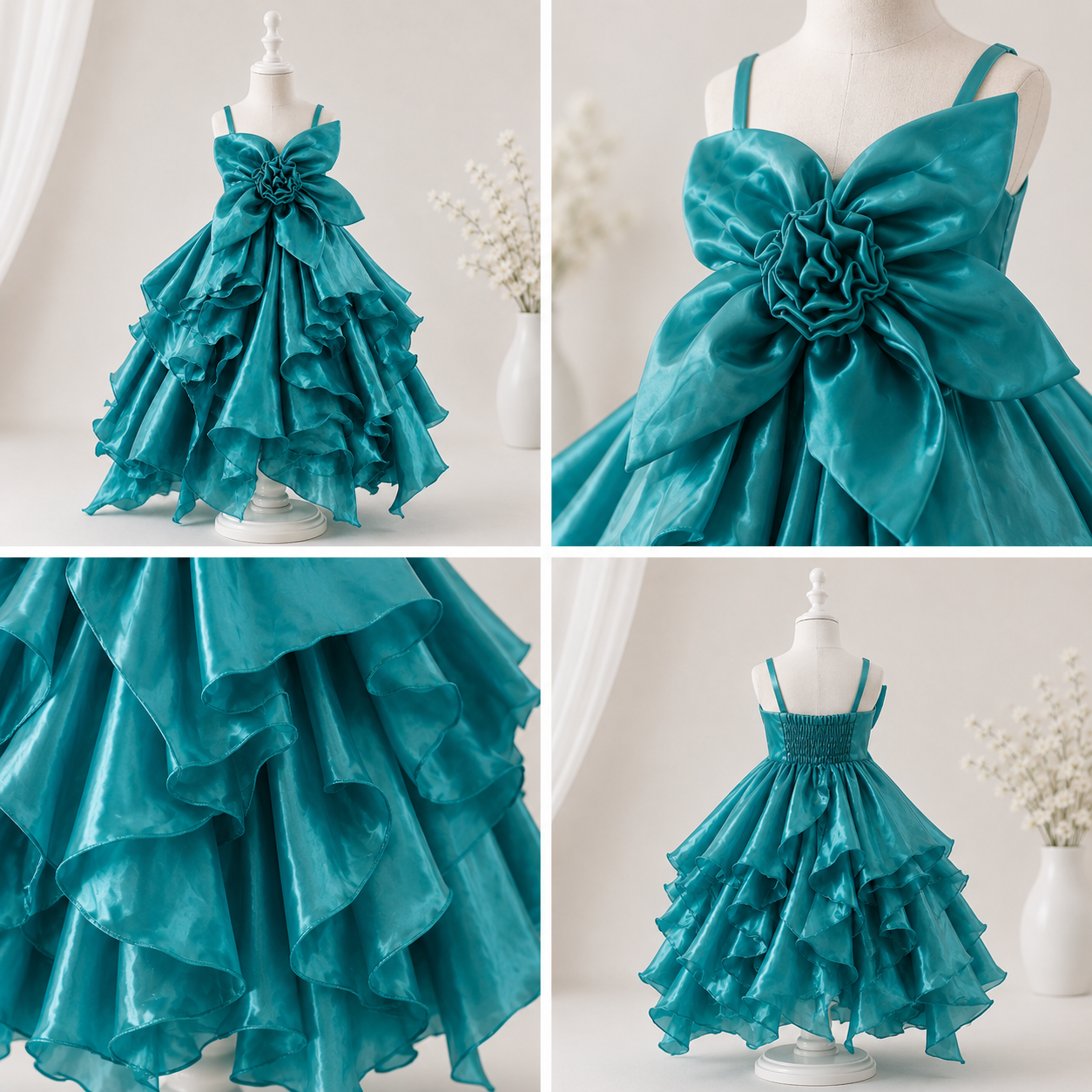 Teal Floral Dream Dress - view 4