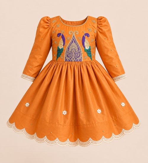 Burnt Orange Royal Peacock Dress