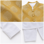Golden Heritage boys kurta Nehru jacket set styled look