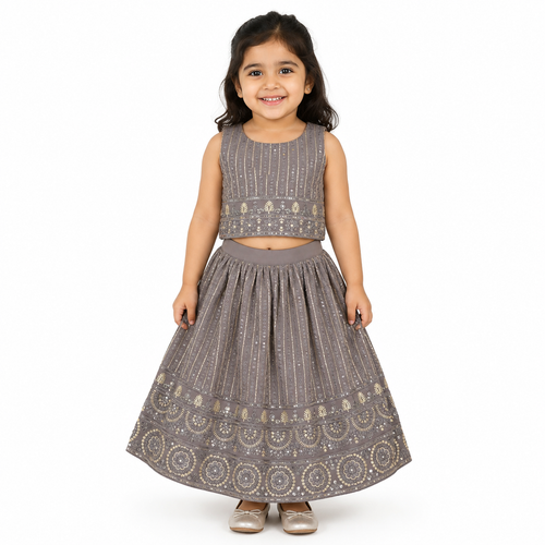 Ash Grey Zari Lehenga Set