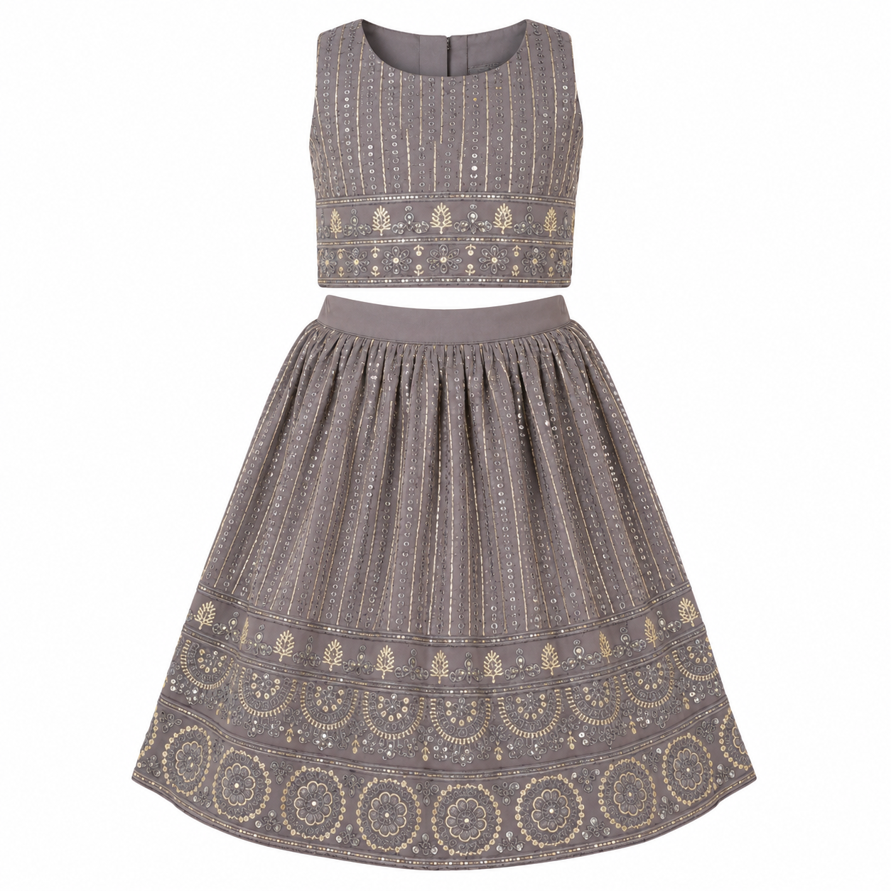 Ash Grey Zari Lehenga Set