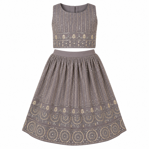 Ash Grey Zari Lehenga Set