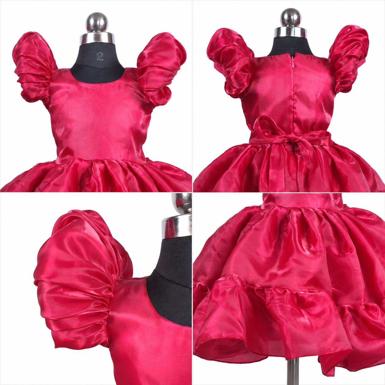 Dark Pink puff sleeve dress