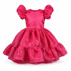 Dark Pink puff sleeve dress