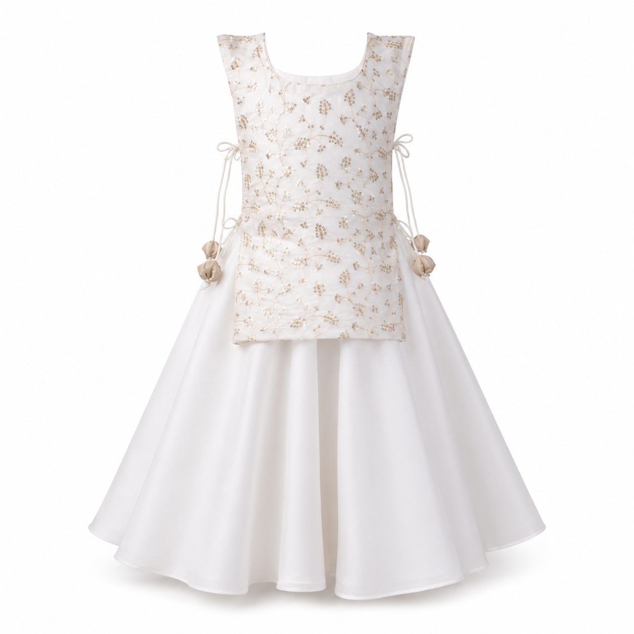 Ivory Golden Vine Layered Anarkali