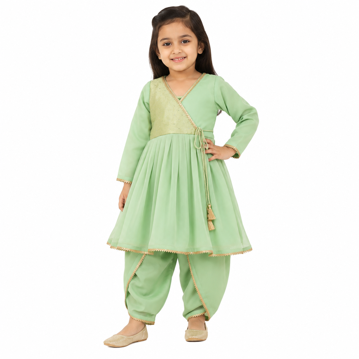 Mint Angrakha Dhoti Set