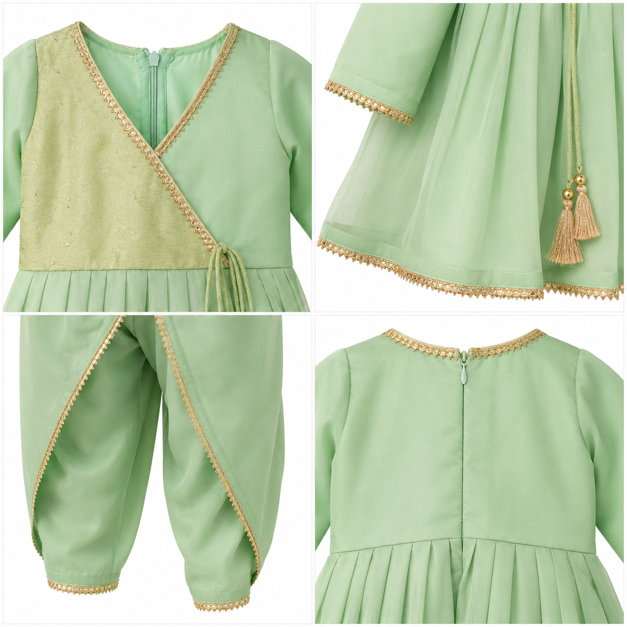 Mint Angrakha Dhoti Set