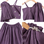 Plum Butterfly Drape Lehenga Set