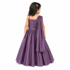 Plum Butterfly Drape Lehenga Set