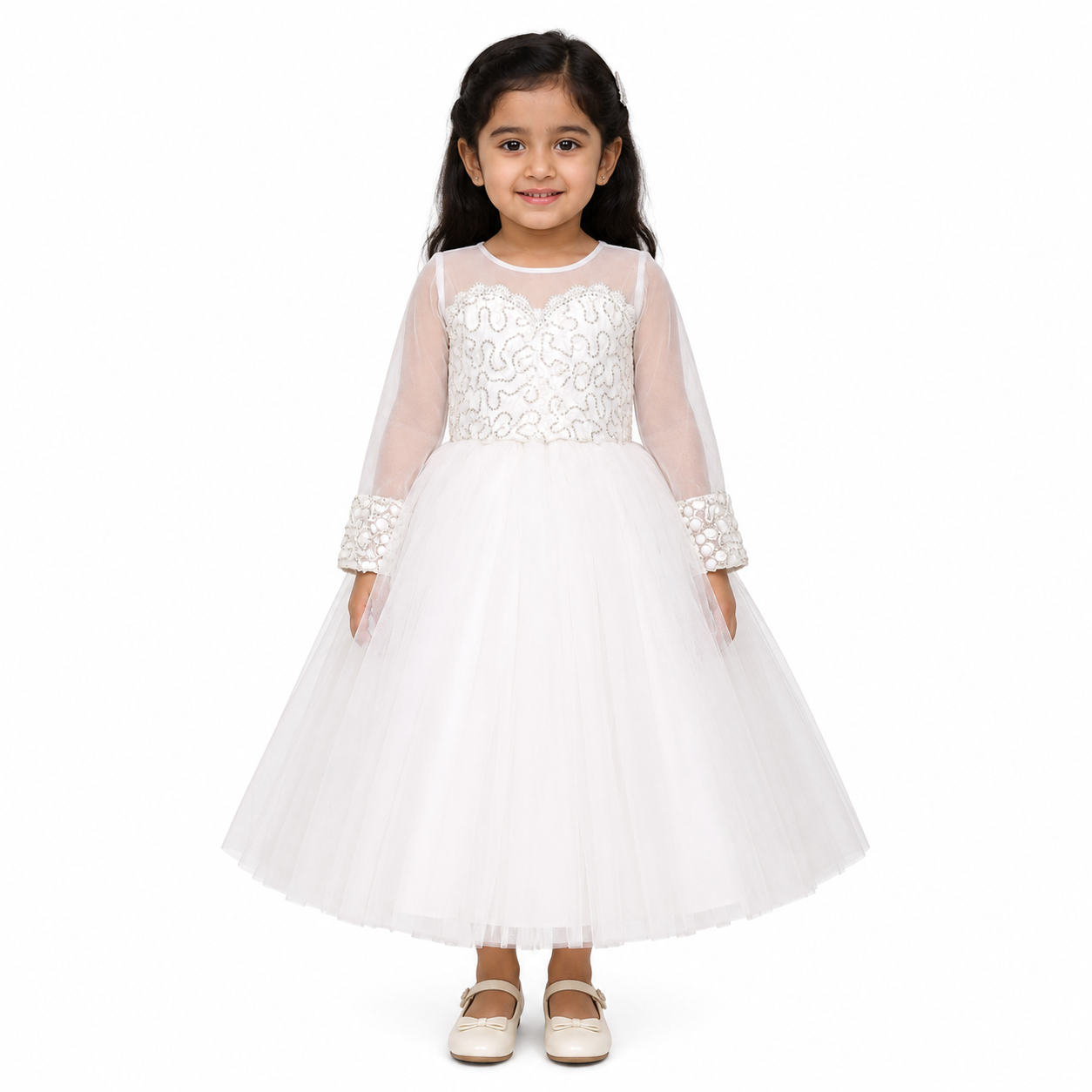 White sequins princess gown
