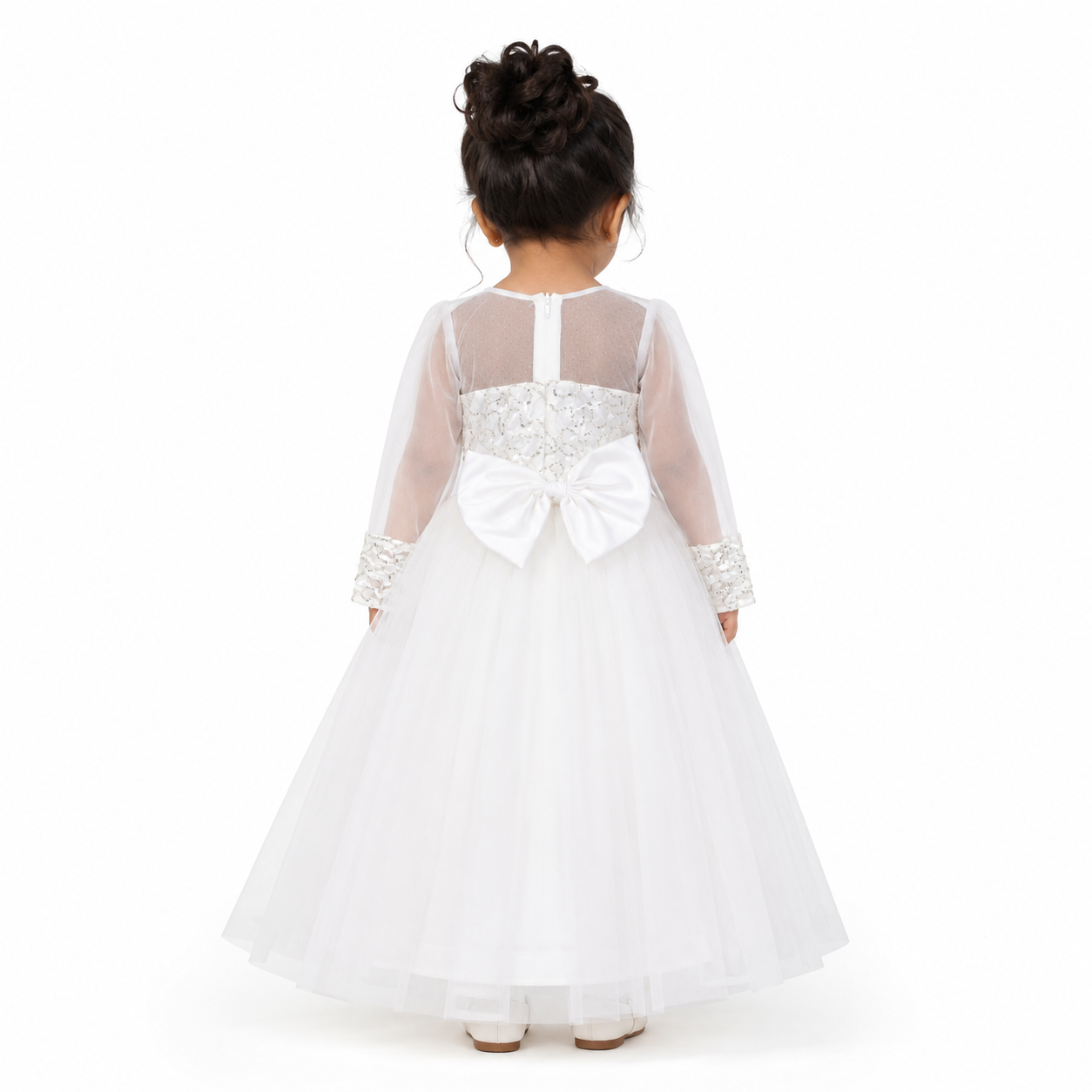 White sequins princess gown