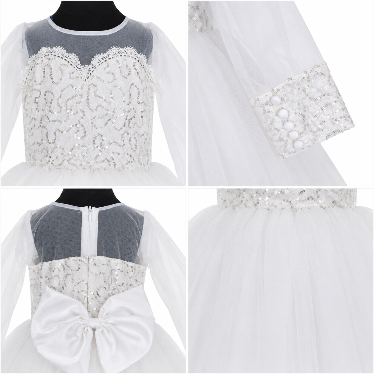 White sequins princess gown