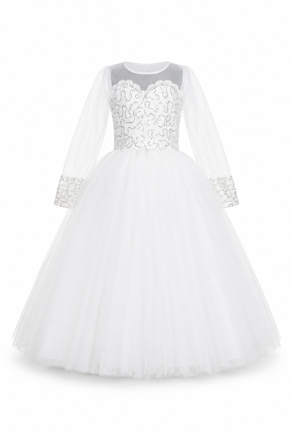 White sequins princess gown