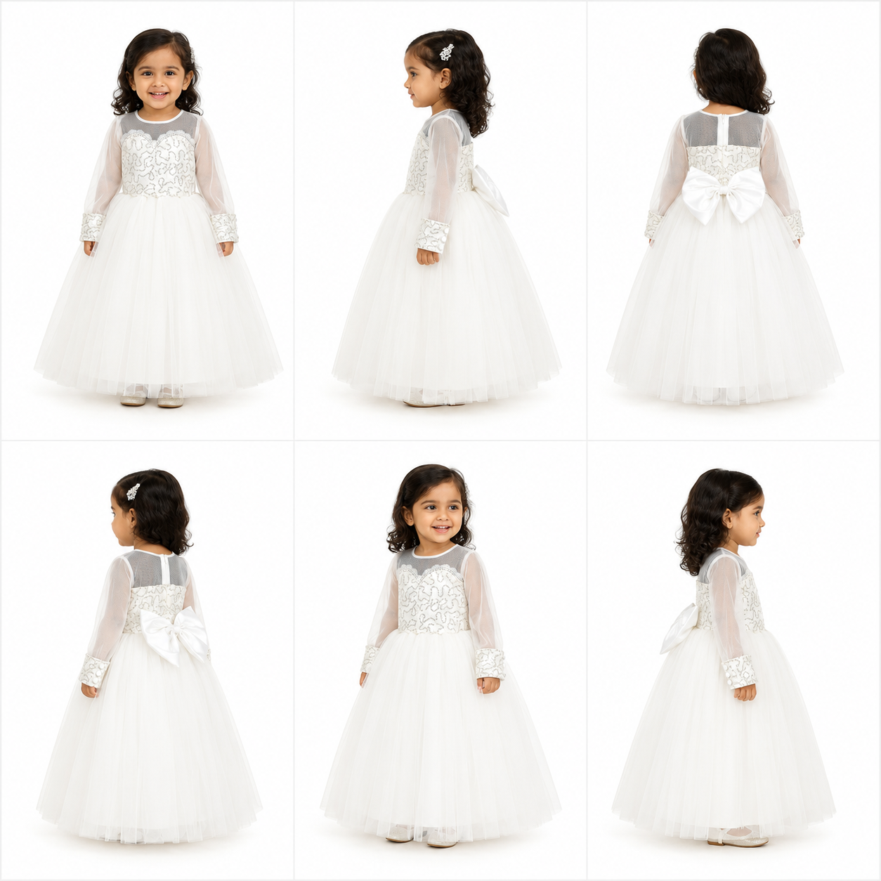 White sequins princess gown
