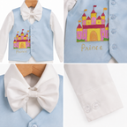 Royal Sky Prince waistcoat and bow tie set front view